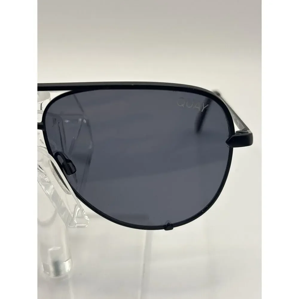 Quay High Key 126 Polarized Sunglasses Black Smoke Oversized Aviator 142